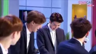 Sehun and D.O. Aegyo @ 150406 Naver Starcast EXO