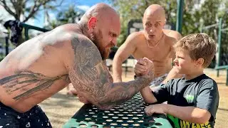 7 Year Old Boy vs Bodybuilders Arm Wrestling Battle