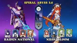 C0 Raiden National & C0 Nilou Bloom Spiral Abyss 3.6 Floor 12 - Genshin Impact