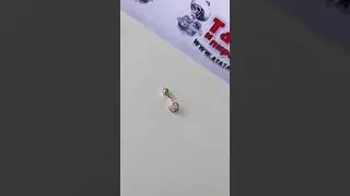 Золотая сережка в пупок корона
