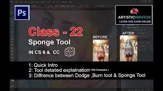 Adobe Photoshop for Beginners | Sponge Tool | Class 22 Urdu / Hindi