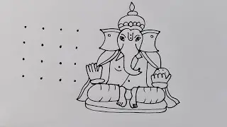 Ganpati Bappa Drawing With Dots |Shree Ganesh Drawing easy | Lord ganesh design rangoli