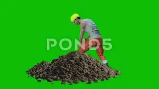 Man Digging A Hole Green Screen
