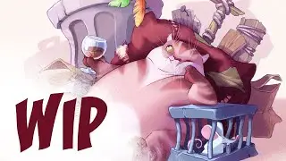 Fat cat. Time-lapse process (procreate)