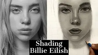 Shading Billie Eilish |Sketching with graphite on rough paper | Time lapse