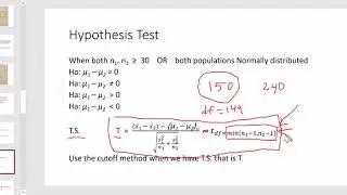 Compare Two Means Independent Samples (part 1)