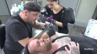4 Hands Tattoo / 2 Tattooers on the same customer (Blackwork)