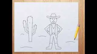 How to draw a cowboy step by step for kids