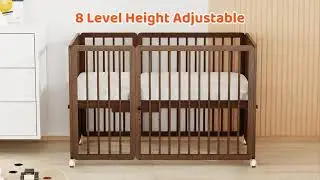 JOYMOR Wood 8-In-1 Convertible Crib With 2