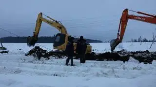 Вот это подъём !!! Экскаваторы зарылись!!! Напряжённое зрелище.