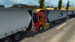 Traffic Jam Calais Duisburg Road Euro Truck Simulator 2 Multiplayer Volvo Driving, ETS 2 MP Sim Game