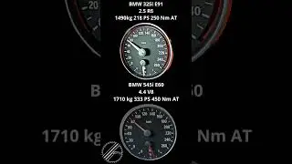 BMW 545i E60 4.4 V8 333 PS vs BMW 325i E91 2.5 R6 218 PS 0-100 kmh Acceleration Comparison