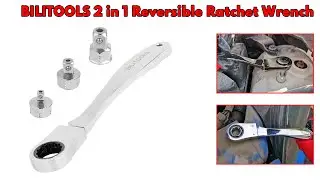 2 in 1 Reversible Ratchet Wrench 19mm with 3 Square Drive Adapter 1/4", 3/8" & 1/2" 72-Tooth