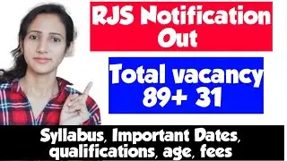 RJS Notification Out Total vacancy 89 + 31 | Rajasthan Civil Judge 2021 syllabus