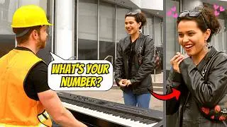 Construction Worker Rizzes Up GIRLS on Piano!! 😏😍