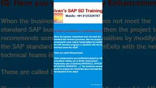 Have you Worked on Enhancement | Interview Questions | Sivan's SAP SD Training