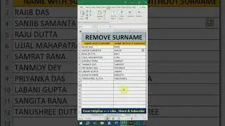 Use flash fill option to remove surname in excel || Excel interview tips #learnexcel #microsoftexcel