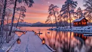 [Ambient Design] Lakeside Winter Cabin 🎹 Peaceful Piano Music for Deep Sleep & Relaxation