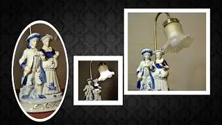 Lamp statue of a french couple ceramic Vintage Universal Statue pair
