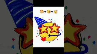 🤩+😘+🥳| Play with emoji |How to merge three emoji | Emoji mix drawing 