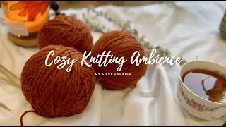 Knit with me and my kitty! 🧶 🐈‍⬛ // Calm piano music knitting ambience to knit, study, or relax to!