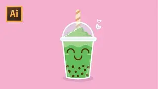 CUTE THAI TEA  - TUTORIAL FLAT DESIGN ADOBE ILLUSTRATOR