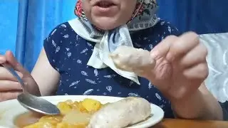 Рагу и домашняя сарделька😋 Мукбанг