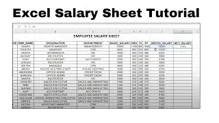 Salary Sheet Tutorial in Excel with formula for HRA, PF, Gross Salary and Net Salary