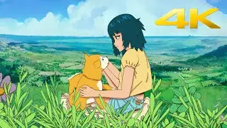 Anime Girl Petting Her Puppy Screen Saver | 1 Hour Version | Live Wallpaper | Stocklate