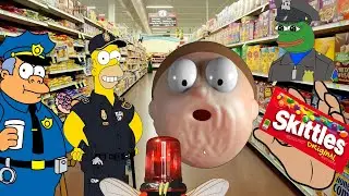 Stretchy Morty  drops his Skittles SpongeBob