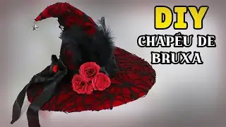 DIY: COMO FAZER CHAPÉU DE BRUXA para HALLOWEEN (SEM COSTURA)🎃 - Fantasia Festa Adulto #diyhalloween