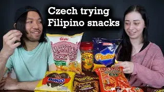 Czech trying Filipino snacks