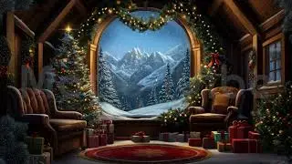 Animated Background, Winter Forest House, Christmas Cabin, Snowy Holiday, Alpine Celebration