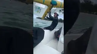 Wing foil start from the boat in light wind