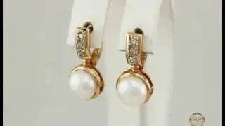 Золотые серьги с жемчугом (английский замок)