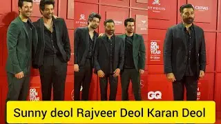 When Sunny Deol Karan Deol Rajveer Deol At Farrey Movie Screening in Juhu Today