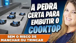 Cooktop a gás embutido na  bancada. Confira a pedra certa para usar e não trincar ou manchar
