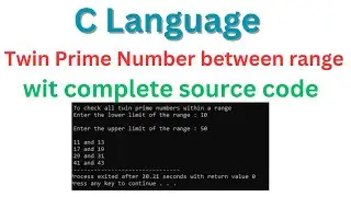 C language: Twin Prime Number | Twin Prime Number  in a Range #c #twinprime @ sudiptasirtutorial