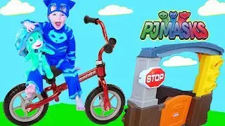 PJ Masks Disney Assistant Catboy Teaches Gekko to Ride Bike