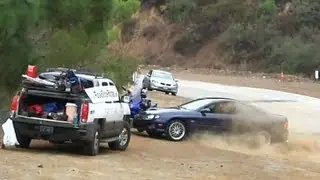 Car Crashes into Parked Motorcycles on Mulholland