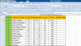 Gress marks and Define Name in excel Nepali language