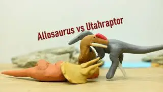 Allosaurus vs Utahraptor | clay dinosaur fight