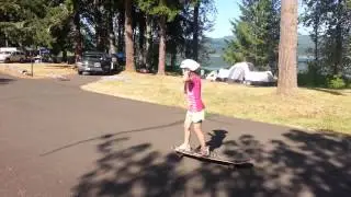 Natalie learning to long board
