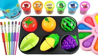 Oddly Satisfying Video | How I Make 6 BIG Fruit Toys FROM Rainbow Lollipop Candy PlayDoh AND Cutting