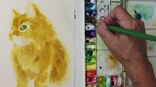 How to paint a cute cat with watercolor 水彩畫可愛貓咪