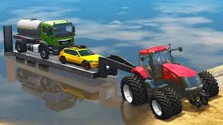 Heavy Tractors Rescue Cars Through Swamp - Cars vs Swamp - BeamNG.drive