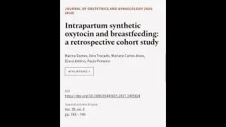 Intrapartum synthetic oxytocin and breastfeeding: a retrospective cohort study | RTCL.TV