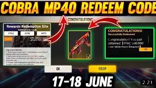 free fire cobra MP40 redeem code || free fire redeem code 17 June