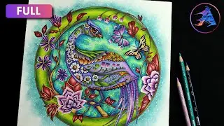 Coloring Tutorial: Bird | WORLD OF FLOWERS coloring book by Johanna Basford | Prismacolor pencils