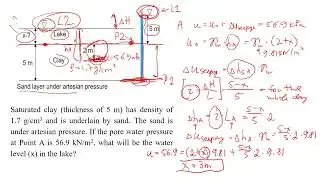 Water Seepage through Soil and Pore Water Pressure Calculations | Difficult Example and Solutions